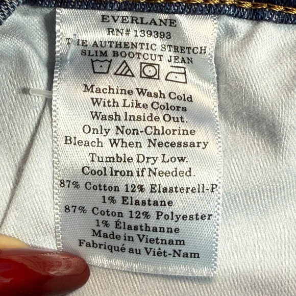 Everlane Women'The Authentic Stretch Slim Bootcut Jeana Indigo Wash Size 27 - Picture 10 of 11